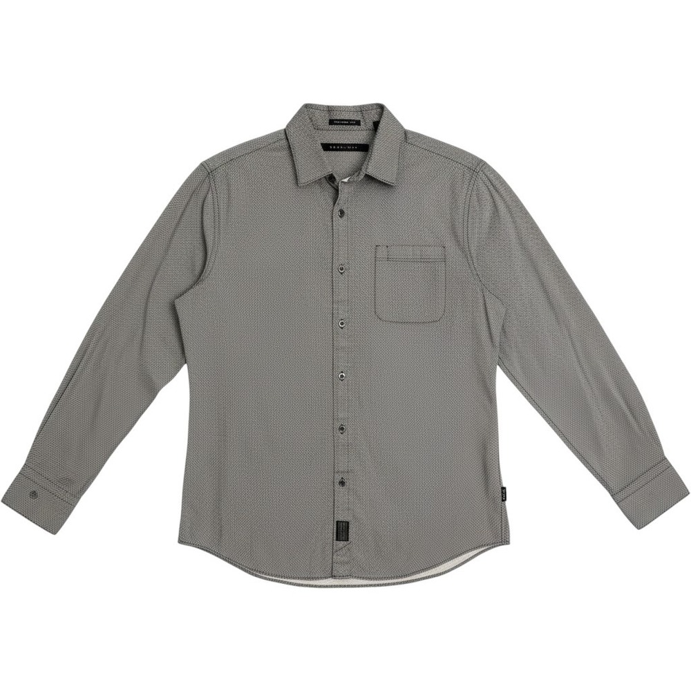 Sean John Men's Long Sleeve Button Down Shirt XL Tailored Fit Black White Print